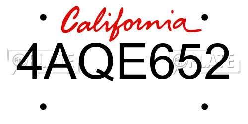 4AQE652 California License Plate