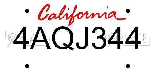 4AQJ344 California License Plate