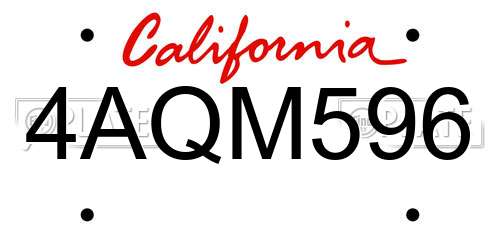 4AQM596 California License Plate