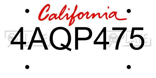 4AQP475 California License Plate
