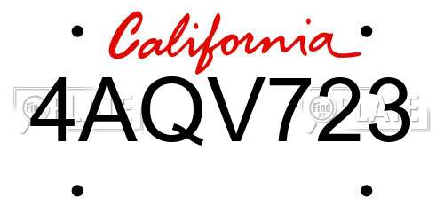 4AQV723 California License Plate