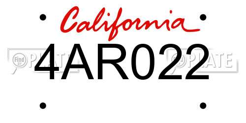 4AR022 California License Plate