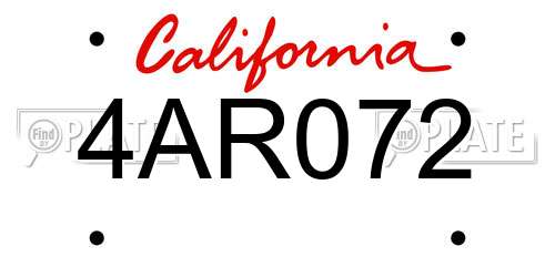4AR072 California License Plate