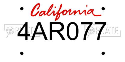 4AR077 California License Plate
