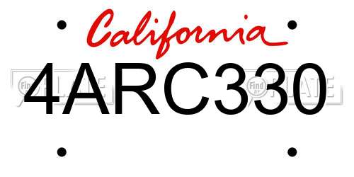 4ARC330 California License Plate