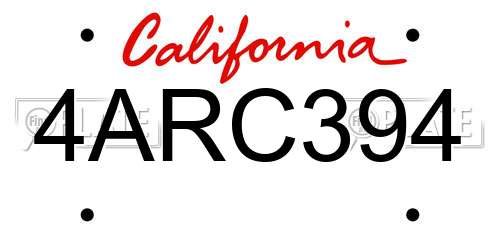 4ARC394 California License Plate