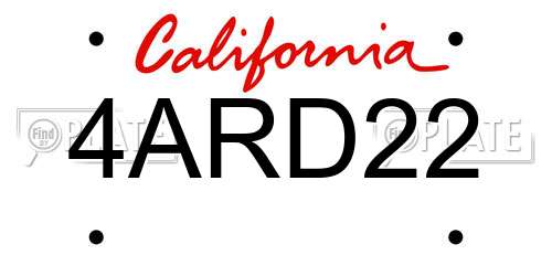 4ARD22 California License Plate