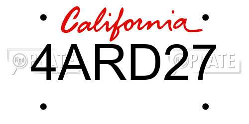 4ARD27 California License Plate