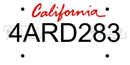4ARD283 California License Plate
