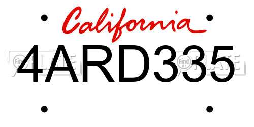 4ARD335 California License Plate