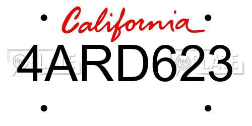 4ARD623 California License Plate