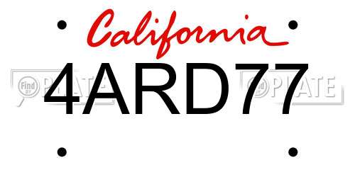4ARD77 California License Plate