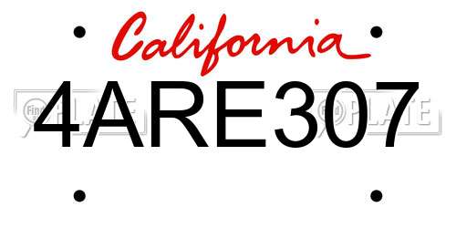 4ARE307 California License Plate
