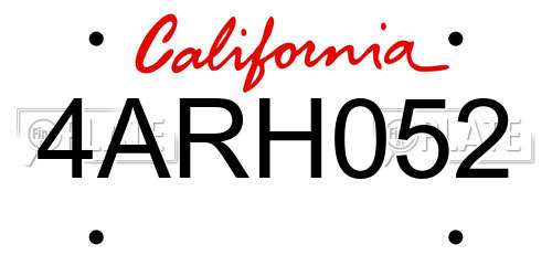4ARH052 California License Plate