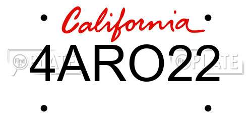 4ARO22 California License Plate
