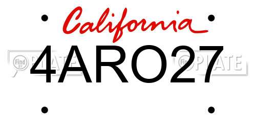 4ARO27 California License Plate
