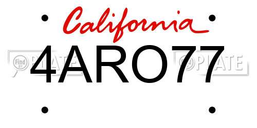 4ARO77 California License Plate