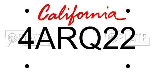 4ARQ22 California License Plate
