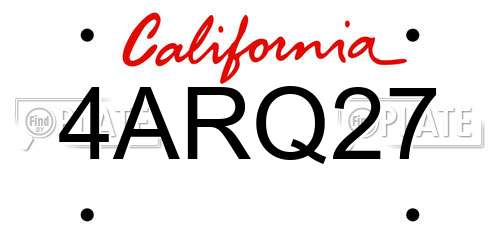 4ARQ27 California License Plate