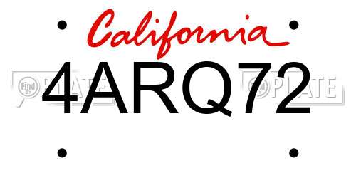 4ARQ72 California License Plate