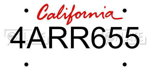 4ARR655 California License Plate