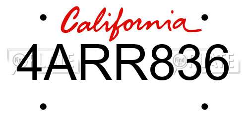4ARR836 California License Plate