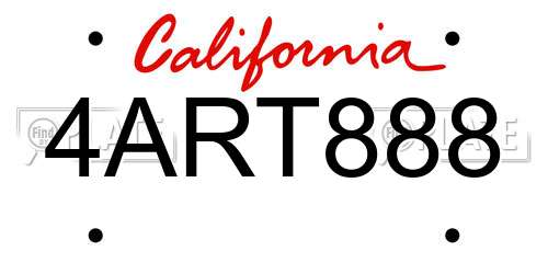 4ART888 California License Plate