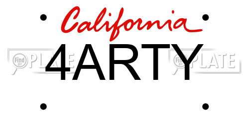 4ARTY California License Plate