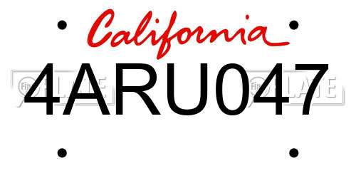 4ARU047 California License Plate