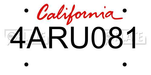 4ARU081 California License Plate