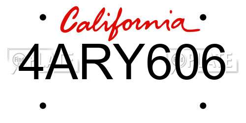 4ARY606 California License Plate