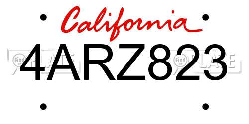 4ARZ823 California License Plate