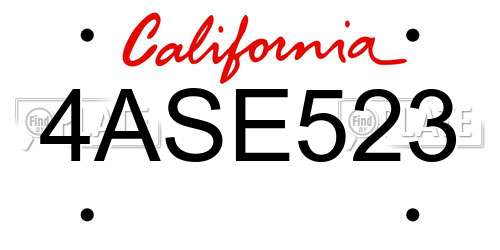 4ASE523 California License Plate