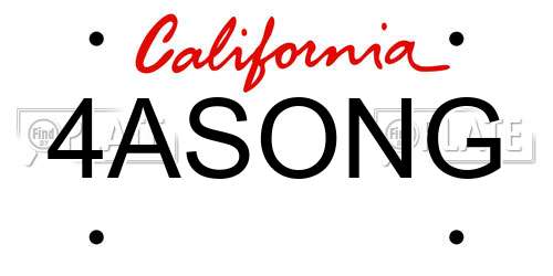 4ASONG California License Plate