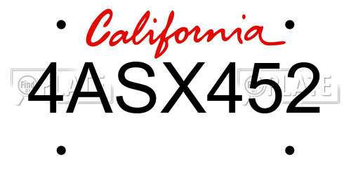 4ASX452 California License Plate