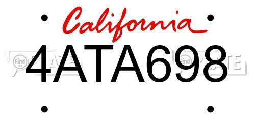 4ATA698 California License Plate