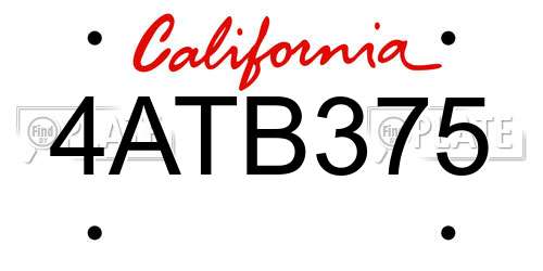 4ATB375 California License Plate