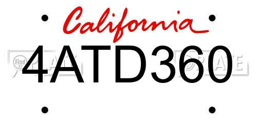 4ATD360 California License Plate
