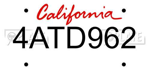 4ATD962 California License Plate