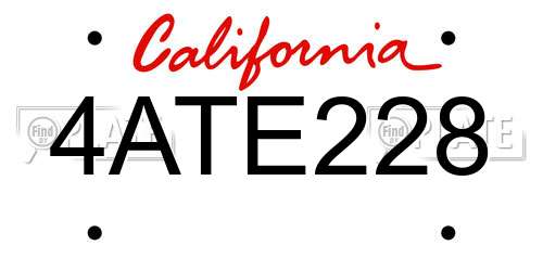 4ATE228 California License Plate
