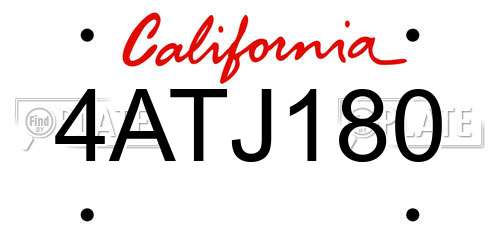 4ATJ180 California License Plate