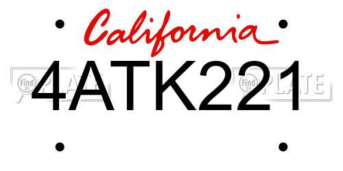 4ATK221 California License Plate