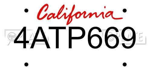 4ATP669 California License Plate