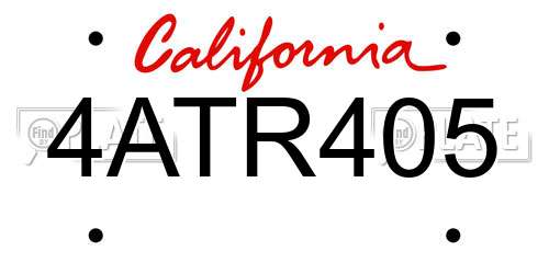 4ATR405 California License Plate