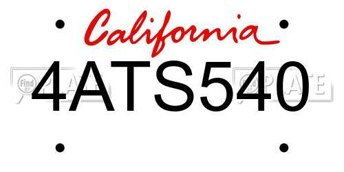 4ATS540 California License Plate