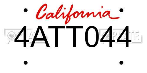 4ATT044 California License Plate