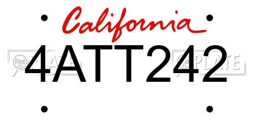 4ATT242 California License Plate