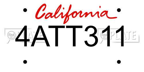 4ATT311 California License Plate