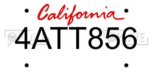 4ATT856 California License Plate
