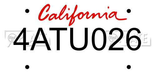4ATU026 California License Plate